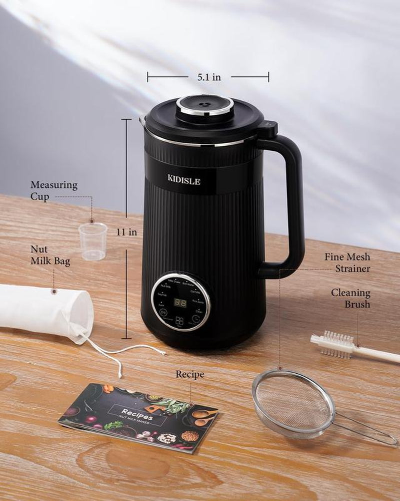 KIDISLE 8-In-1 Multifunctional Automatic Nut Milk Machine & Coffee Maker 32Oz Auto Self-Cleaning Delay Start Keep Warm Boil Water Stainless Steel Black/White - Kitchen Appliances