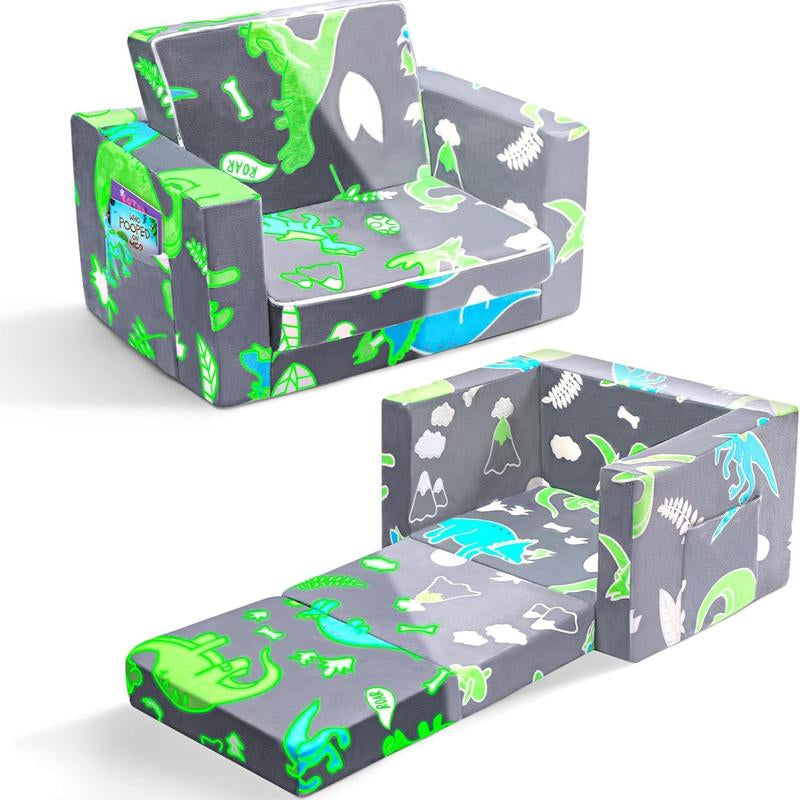 OSYKIU Kids Chairs for Toddler, 2-In-1 Toddler Soft Sherpa Couch Fold Out, Convertible Sofa to Lounger for Girls and Boys - a Magical Nursery Design for Playful Fun, Enchanting Relaxation, and Enchantment