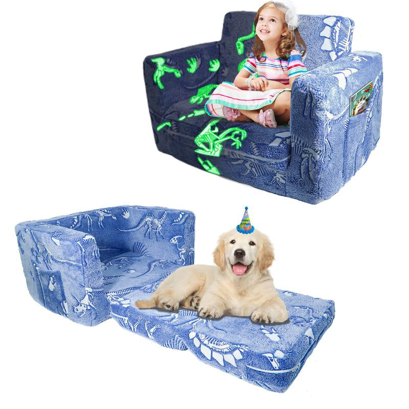 OSYKIU Kids Chairs for Toddler, 2-In-1 Toddler Soft Sherpa Couch Fold Out, Convertible Sofa to Lounger for Girls and Boys - a Magical Nursery Design for Playful Fun, Enchanting Relaxation, and Enchantment