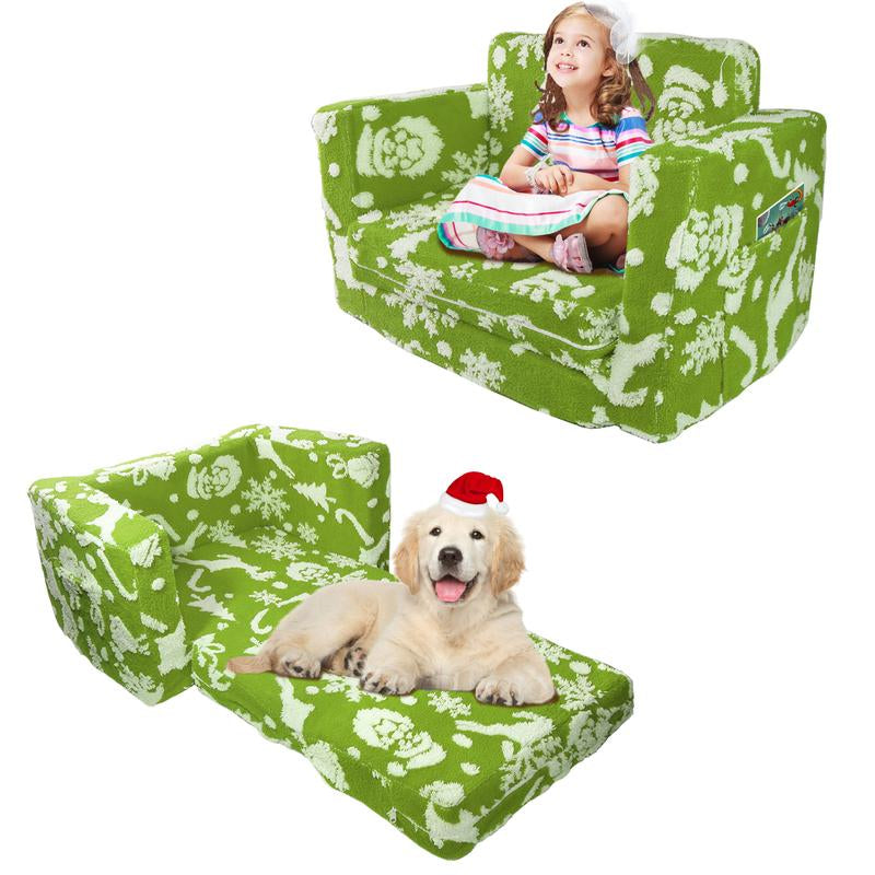 OSYKIU Kids Chairs for Toddler, 2-In-1 Toddler Soft Sherpa Couch Fold Out, Convertible Sofa to Lounger for Girls and Boys - a Magical Nursery Design for Playful Fun, Enchanting Relaxation, and Enchantment